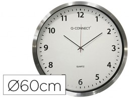 Reloj de pared Q-Connect marco cromado 60 cm.
